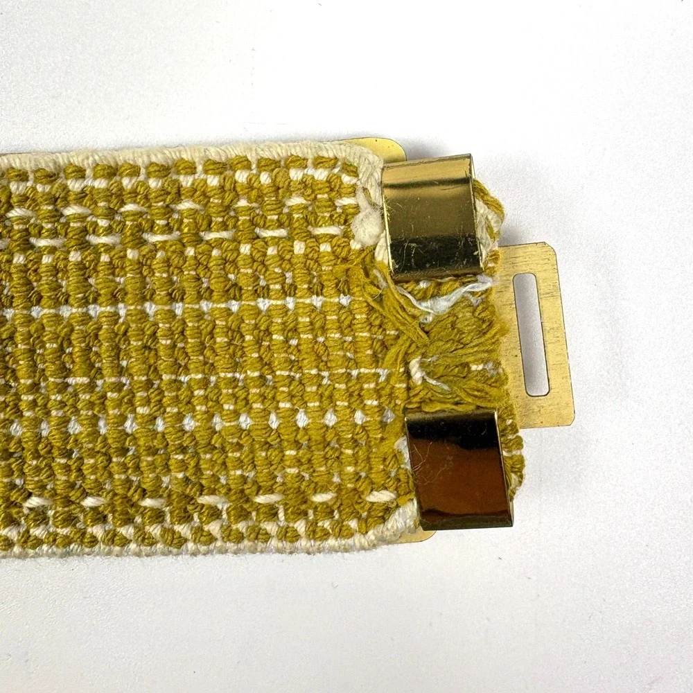 VTG 70s Gold Snake Scale Waist Cincher Floral‎ Buckle Belt Elastic Band Disco